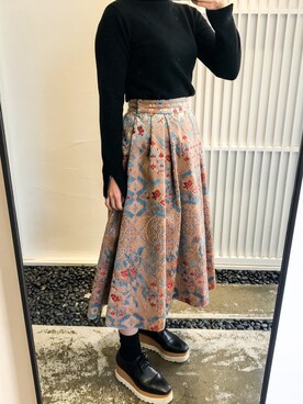 「UNITED TOKYO（ユナイテッドトウキョウ）のカシミヤ100ハイネックニットプルオーバー（ニット/セーター）」を使った、mochiさん（レディース・162cm）の秋コーディネート
