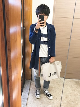 「MHL.」｜「アイテム（デニムジャケット）」を使った、kurioさん（メンズ・168cm）の春コーディネート