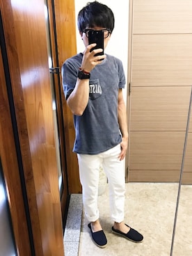 「URBAN RESEARCH Sonny Label（アーバンリサーチサニーレーベル）のSonny Label プリント入りパイルT（Tシャツ/カットソー、ブルー系）」を使った、kurioさん（メンズ・168cm）の夏コーディネート