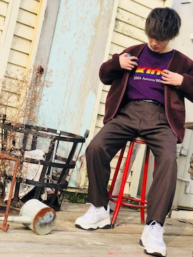 「THEE（シー）のアイテム（スラックス）」を使った、じゅんいちさん（メンズ・172cm）の秋コーディネート