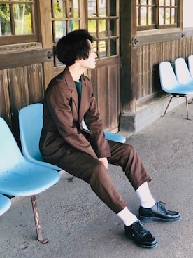 「sunsea」｜「アイテム（その他シューズ）」を使った、じゅんいちさん（メンズ・172cm）の春コーディネート