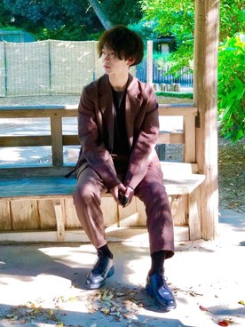 「sunsea」｜「アイテム（その他シューズ）」を使った、じゅんいちさん（メンズ・172cm）の春コーディネート