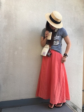 「ミッキーT」｜「アイテム（PC・スマホグッズ/家電）」を使った、＊:)ayaさん（レディース・160cm）の夏コーディネート