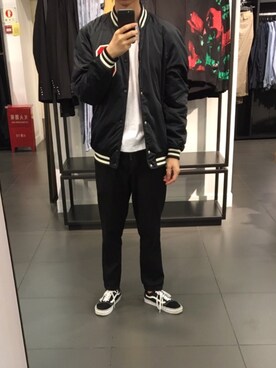 「H&M（エイチ・アンド・エム）のアイテム（スタジャン）」を使った、诧寂さん（メンズ・172cm）の秋コーディネート