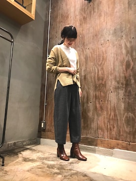 「FIL DE FER（フィルデフェール）のアイテム（カーディガン/ボレロ）」を使った、haga.さん（レディース・164cm）の冬コーディネート