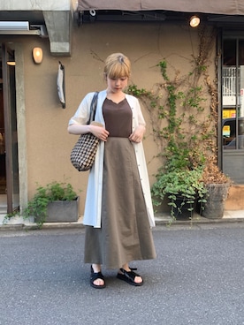 「NOMBRE IMPAIR（ノンブルアンペール）のアイテム（シャツワンピース）」を使った、haga.さん（レディース・164cm）の春コーディネート
