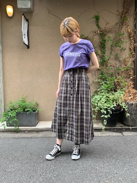 「NOMBRE IMPAIR（ノンブルアンペール）のアイテム（Tシャツ/カットソー）」を使った、haga.さん（レディース・164cm）の夏コーディネート