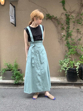 「アイテム（イヤリング、ブラウン系）」を使った、haga.さん（レディース・164cm）の夏コーディネート