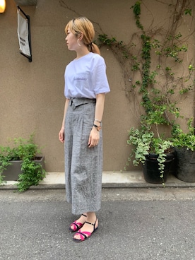 「フープイヤリング」｜haga.さん（レディース・165cm）の夏コーディネート