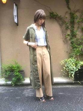 「FIL DE FER（フィルデフェール）のアイテム（シャツワンピース）」を使った、haga.さん（レディース・165cm）の夏コーディネート