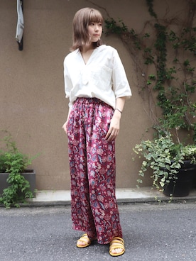 「FIL DE FER（フィルデフェール）のアイテム（パンツ）」を使った、haga.さん（レディース・165cm）の夏コーディネート