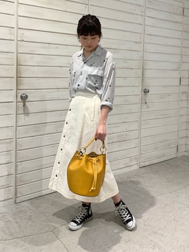 「FIL DE FER（フィルデフェール）のアイテム（スカート）」を使った、haga.さん（レディース・165cm）の春コーディネート