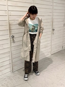 「アニマル」｜「アイテム（その他アウター）」を使った、haga.さん（レディース・165cm）の春コーディネート