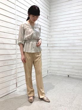 「FIL DE FER（フィルデフェール）のアイテム（パンツ）」を使った、haga.さん（レディース・165cm）の夏コーディネート