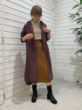 「NOMBRE IMPAIR（ノンブルアンペール）のアイテム（シャツワンピース）」を使った、haga.さん（レディース・165cm）の秋コーディネート