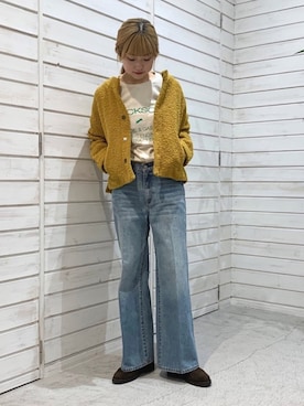 「FIL DE FER（フィルデフェール）のアイテム（ノーカラージャケット）」を使った、haga.さん（レディース・165cm）の秋コーディネート