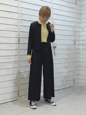 「NOMBRE IMPAIR（ノンブルアンペール）のアイテム（ノーカラージャケット）」を使った、haga.さん（レディース・165cm）の秋コーディネート