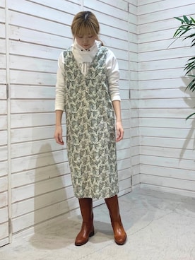 「NOMBRE IMPAIR（ノンブルアンペール）のアイテム（パーカー）」を使った、haga.さん（レディース・165cm）の冬コーディネート