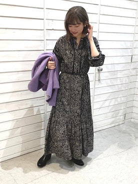 「NOMBRE IMPAIR（ノンブルアンペール）のアイテム（ノーカラーコート）」を使った、haga.さん（レディース・165cm）の冬コーディネート