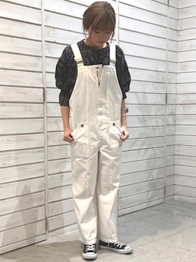 「NOMBRE IMPAIR（ノンブルアンペール）のアイテム（サロペット/オーバーオール）」を使った、haga.さん（レディース・165cm）の冬コーディネート