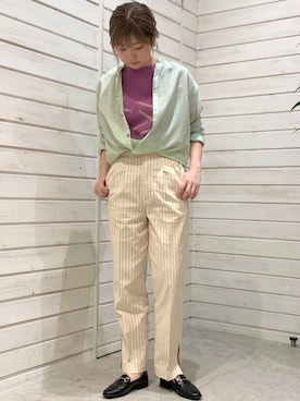 「FIL DE FER（フィルデフェール）のアイテム（スラックス）」を使った、haga.さん（レディース・165cm）の春コーディネート