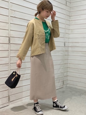 「NOMBRE IMPAIR（ノンブルアンペール）のアイテム（ブルゾン）」を使った、haga.さん（レディース・165cm）の春コーディネート