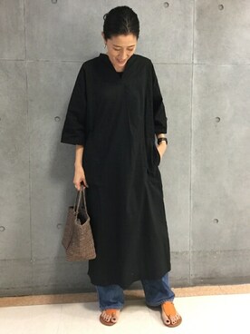 「human woman（ヒューマンウーマン）のアイテム（デニムパンツ）」を使った、natukiさん（レディース・155cm）の夏コーディネート