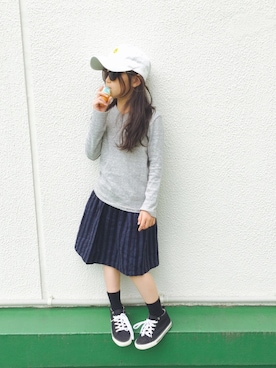 「サングラススタイル」｜「アイテム（その他）」を使った、HALULUさん（キッズ・129cm）の春コーディネート