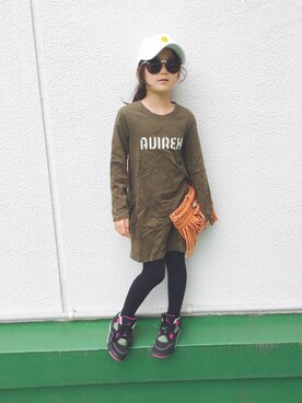 「AVIREX（アヴィレックス）のアイテム（ワンピース/ドレス）」を使った、HALULUさん（キッズ・129cm）の春コーディネート
