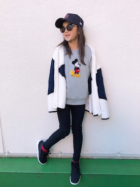 「ROXY（ロキシー）のアイテム（カーディガン/ボレロ）」を使った、HALULUさん（キッズ・139cm）の冬コーディネート