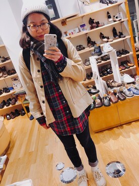 「Champion（チャンピオン）のChampion コットン混ニットキャップ（ニットキャップ/ビーニー、グレー系）」を使った、y.o*^^*さん（レディース・162cm）の春コーディネート