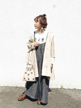 「アイテム（ポンチョ）」を使った、はまちゃんさん（レディース・148cm・20代）の春コーディネート