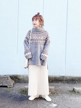 「chambre de charme（シャンブルドゥシャーム）のアイテム（トップス）」を使った、はまちゃんさん（レディース・148cm）の冬コーディネート