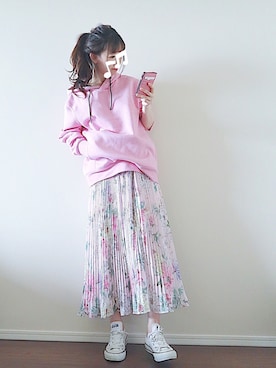 「H&M（エイチ・アンド・エム）のアイテム（パーカー）」を使った、natsuさん（レディース・161cm）の春コーディネート