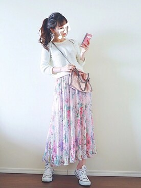 「H&M（エイチ・アンド・エム）のアイテム（スカート）」を使った、natsuさん（レディース・161cm）の春コーディネート