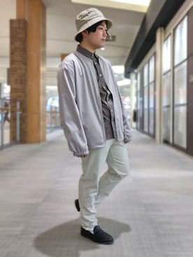 「PLUS ONE（プラスワン）のアイテム（ノーカラージャケット）」を使った、ひらさん（メンズ・162cm）の春コーディネート