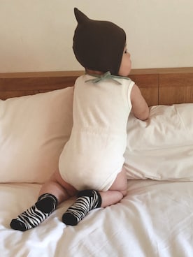 「ボンネット」｜「アイテム（オールインワン・サロペット）」を使った、yuiさん（キッズ・70cm）の秋コーディネート