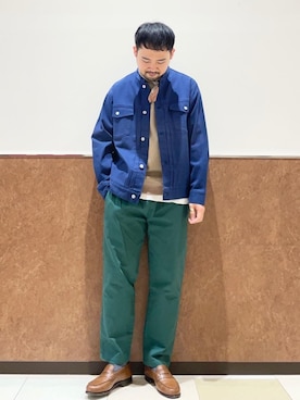 「coen（コーエン）のアイテム（ノーカラージャケット）」を使った、coen Shimizuさん（メンズ・177cm）の冬コーディネート