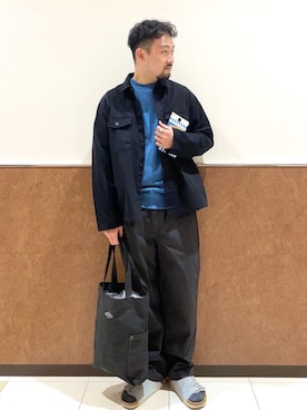 「USAコットン」｜「アイテム（スウェット）」を使った、coen Shimizuさん（メンズ・177cm）の春コーディネート