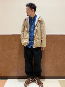「coen（コーエン）のアイテム（ブルゾン）」を使った、coen Shimizuさん（メンズ・177cm）の春コーディネート