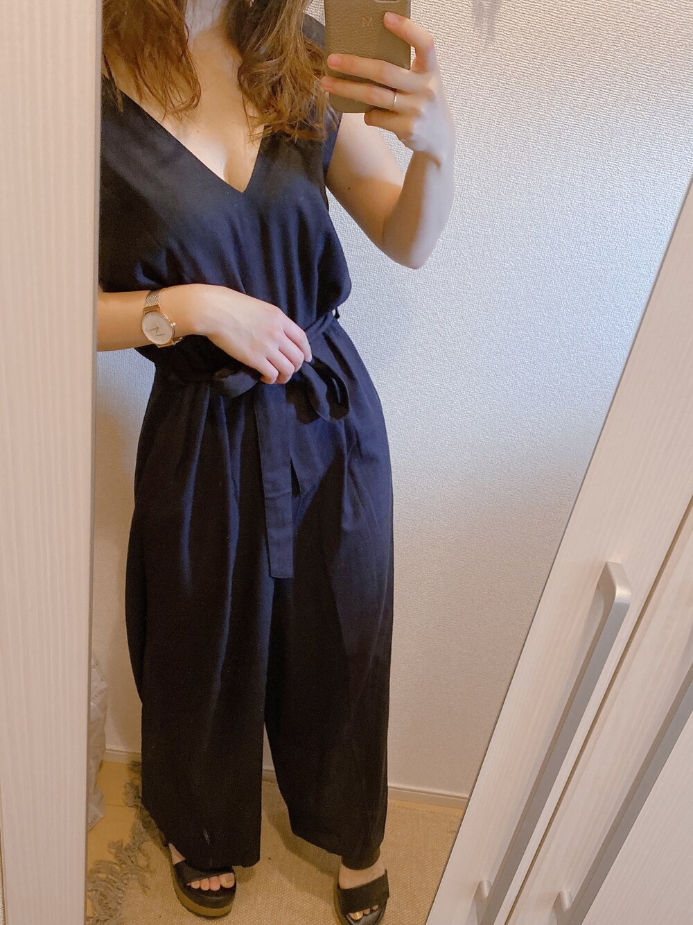 「夏コーデ、ラフコーデ、大人カジュアル、オトナ女子、プチプラコーデ、ブラック、メンズライク」｜「SpRayのアイテム（オールインワン・サロペット、ブラック系）」を使った、mmmiii2さん（レディース・154cm）の夏コーディネートの1枚目の写真