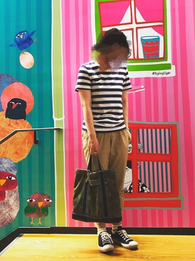 「Dickies（ディッキーズ）のアイテム（クラッチバッグ）」を使った、しむ🐊さん（レディース・163cm）の夏コーディネート