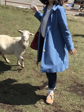 「BEAMS（ビームス）のアイテム（トレンチコート）」を使った、もあいさん（レディース・154cm）の春コーディネート