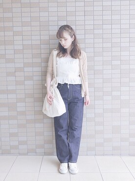「ハイウエストストレートジーンズ」｜あんさん（レディース・149cm）の夏コーディネート