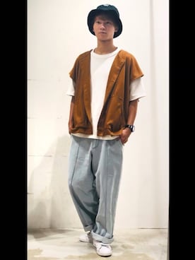 「My/kan（マイカン）のアイテム」を使った、YUKIさん（メンズ・168cm）の夏コーディネート