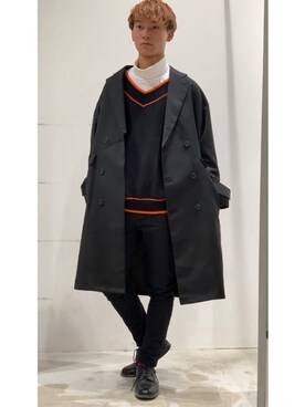 「CASPER JOHN（キャスパージョン）のアイテム（チェスターコート）」を使った、YUKIさん（メンズ・168cm）の秋コーディネート