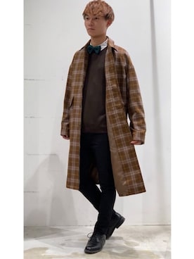 「CASPER JOHN（キャスパージョン）のアイテム（ステンカラーコート）」を使った、YUKIさん（メンズ・168cm）の秋コーディネート
