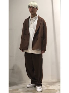 「ゆったりシルエット」｜「アイテム（ジャケット/アウター）」を使った、YUKIさん（メンズ・168cm）の秋コーディネート