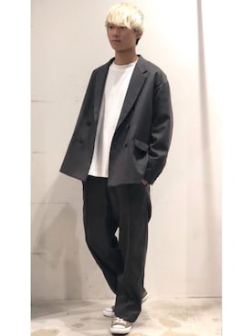 「ゆったりシルエット」｜「アイテム（ジャケット/アウター）」を使った、YUKIさん（メンズ・168cm）の秋コーディネート