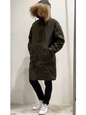 「CASPER JOHN（キャスパージョン）のアイテム（モッズコート）」を使った、YUKIさん（メンズ・168cm）の秋コーディネート
